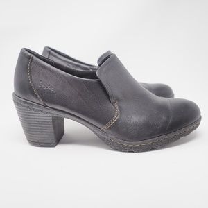BOC Born Booties Leather Stacked Heel Black 8.5/40